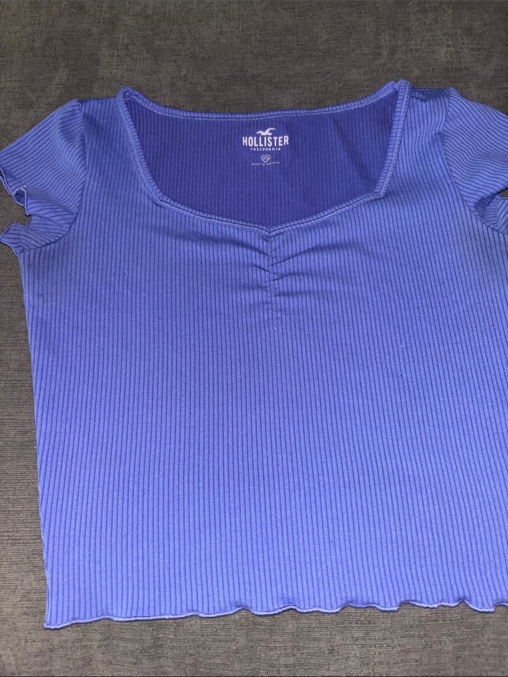 Hollister Ribbed Square-Neck Short Sleeve Tee in Periwinkle